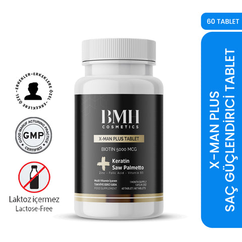 BMH X-Man Plus Saç Güçlendirici Tablet 60 Tablet ( Keratin + Saw Palmetto )