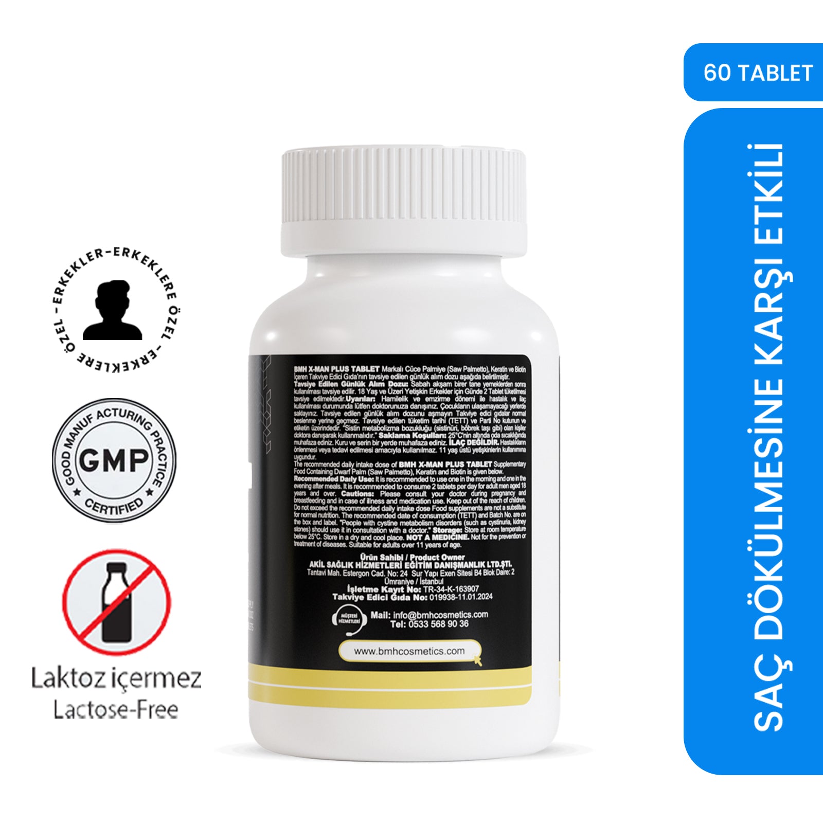 BMH X-Man Plus Saç Güçlendirici Tablet 60x2 Tablet ( Keratin + Saw Palmetto )
